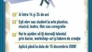 BURSE 'TINERE TALENTE' PENTRU ELEVI SAU STUDENTI LA ARTE PLASTICE, MUZICA, TEATRU, FILM SAU COREGRAFIE