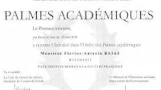 "Palmes Acadmiques" pentru decanul Facultatii de Drept a Universitatii din Bucuresti